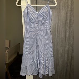 Stripped midi ruffle dress.